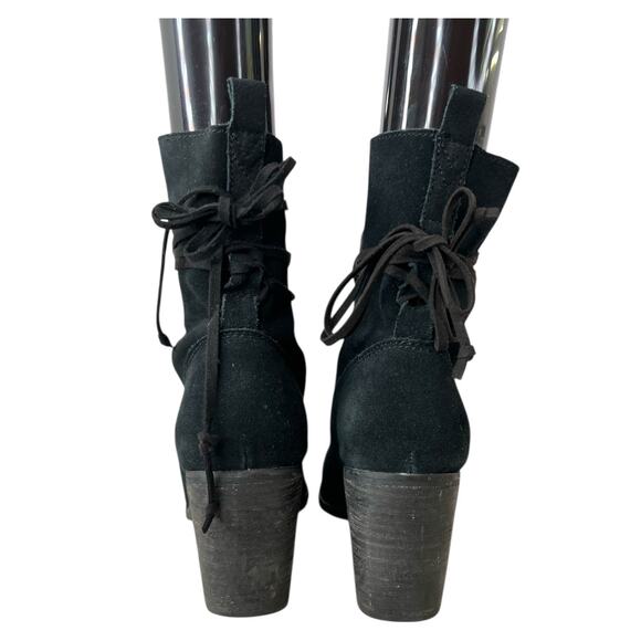 TOMS Mila Black Suede Wrap Around Slouchy Boho Boot 3" Block Heel Women's Size 9 - Picture 12 of 16